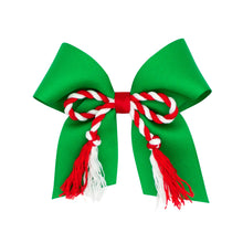 Load image into Gallery viewer, Grosgrain Bow with Tails &amp; Twisted Rope Fringe

