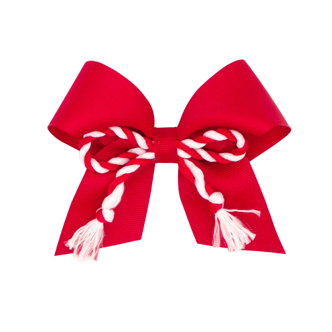 Grosgrain Bow with Tails & Twisted Rope Fringe