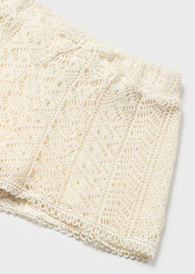 Ivory Cotton Crochet Short Set