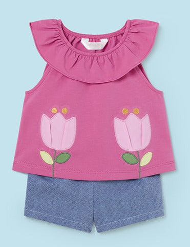 Pink Tulip Shorts Set
