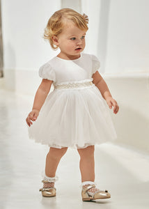 Infant Girl's White Tulle &  Chiffon Dress