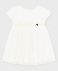 Infant Girl's White Tulle &  Chiffon Dress