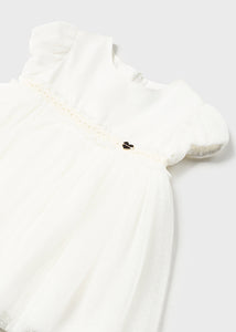 Infant Girl's White Tulle &  Chiffon Dress