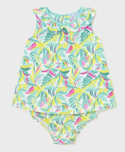 Load image into Gallery viewer, Cotton Sundress in Green &amp; Pink Palm Print

