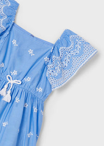 Blue & White Embroidered Dress