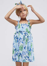 Load image into Gallery viewer, Smocked Sundress - Blue Palm Print
