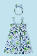 Blue Palm Print Dress