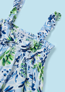 Blue Palm Print Dress