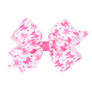 Hair Bow Printed Grosgrain Hair Bow - Pinks