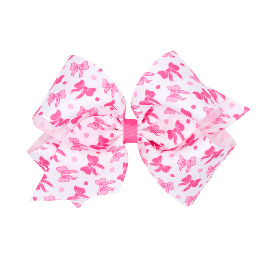Hair Bow Printed Grosgrain Hair Bow - Pinks