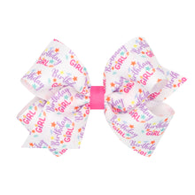 Load image into Gallery viewer, "Birthday Girl" Printed Grosgrain Hair Bows - King or Medium
