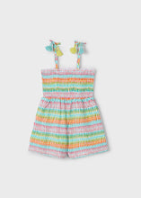Load image into Gallery viewer, Aqua &amp; Orange Smocked Romper
