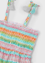 Load image into Gallery viewer, Aqua &amp; Orange Smocked Romper

