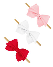 Load image into Gallery viewer, Small Pleated Grosgrain Bow on a Baby Band
