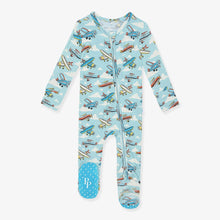 Load image into Gallery viewer, Posh Planes Zippered Footie
