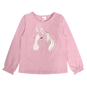 Set: Glitter Pink Horse Top & Maroon Sparkle Print Leggings.