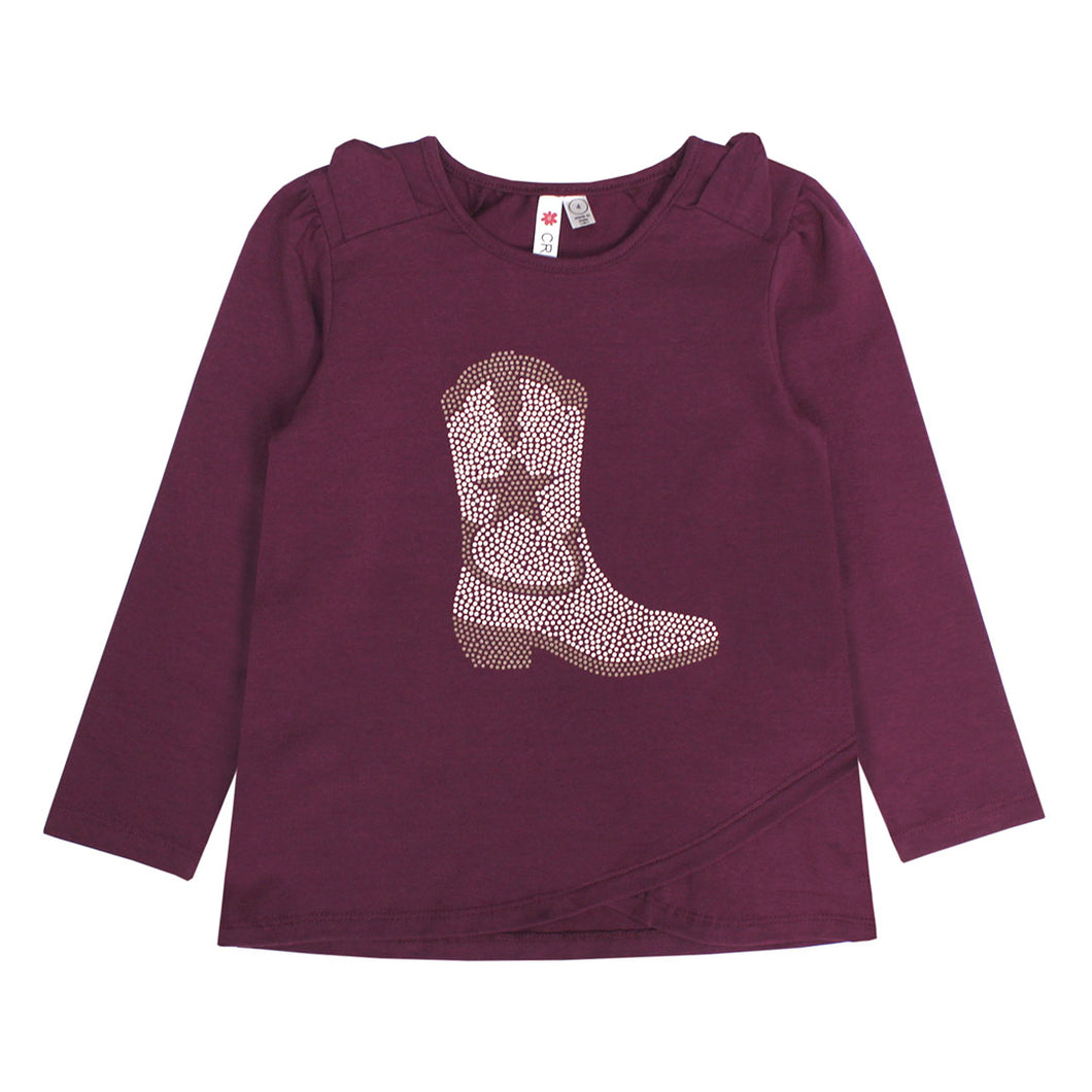 Purple Cowgirl Boot L/S Top