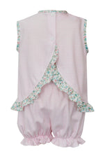 Load image into Gallery viewer, Pink Gingham Knit Bloomer set with Floral Trim
