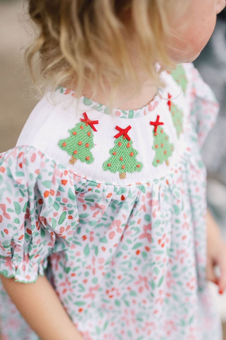 Christmas Tree - Smocked Dress - size 4T only