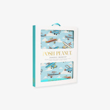 Load image into Gallery viewer, Posh Planes Swaddle &amp; Beanie Set
