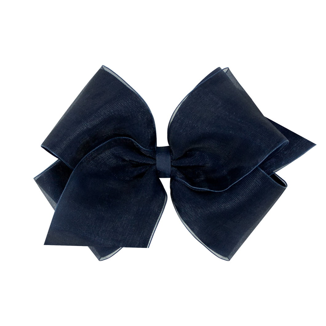 King Organza Overlay Bow in Navy Blue