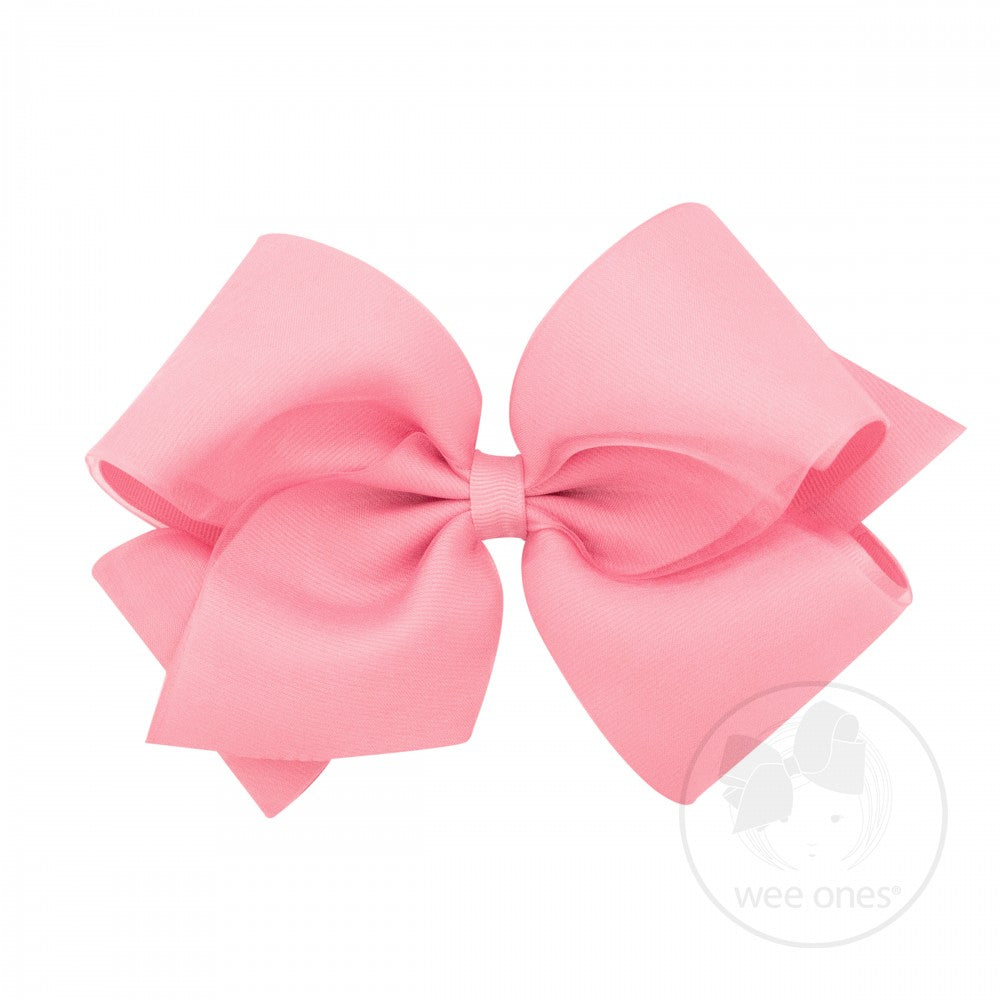 King Organza Overlay Bow in Peony