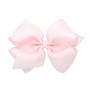 King Organza Overlay Bow in Powder Pink (Lightest Pink)
