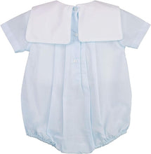Load image into Gallery viewer, Blue Train Embroidery Romper
