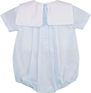 Blue Train Embroidery Romper
