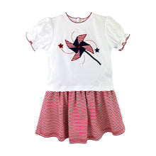 Load image into Gallery viewer, Girl&#39;s 2 Pc Top &amp;  Skort Set w/ Pinwheel Applique
