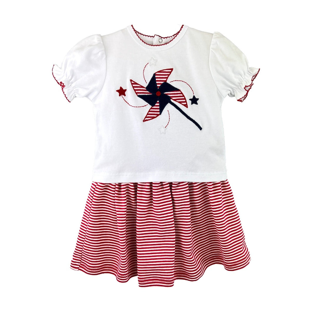 Girl's 2 Pc Top &  Skort Set w/ Pinwheel Applique
