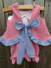 Load image into Gallery viewer, Red Gingham w/Navy Ruffle Popover Set
