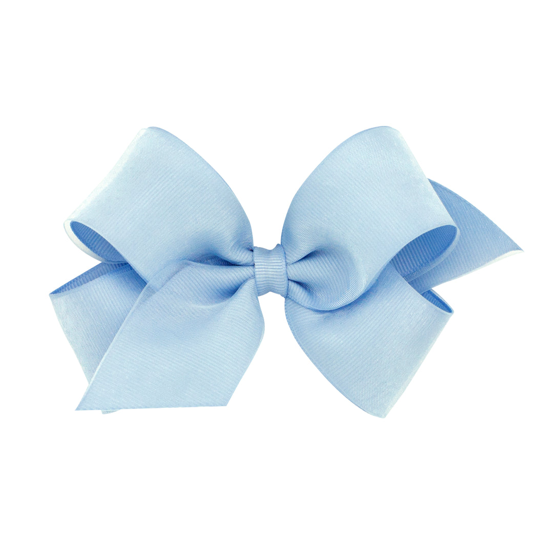 Medium Organza Overlay Bow - Blue