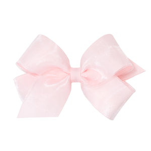 Medium Organza Overlay Bow - Powder Pink