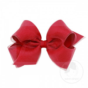 Medium Organza Overlay Bow - Red