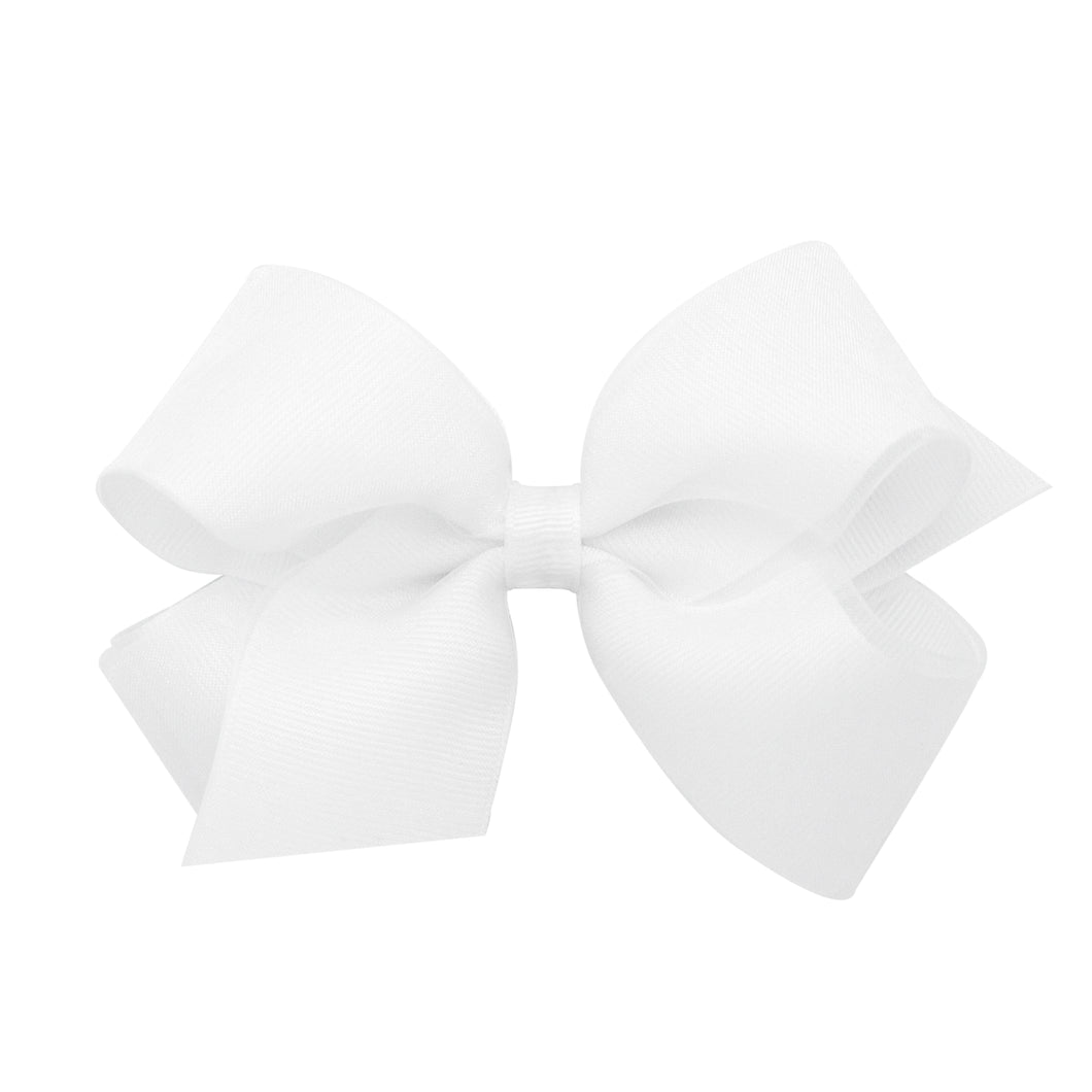 Med. Organza Overlay Bow - White