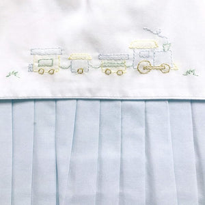 Blue Train Embroidery Romper