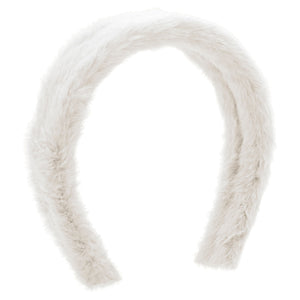 Solid Faux Fur Headband - Antique White