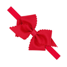 Load image into Gallery viewer, Extra-Small Grosgrain Scalloped Edge Girls Hair Bow on Elastic Band
