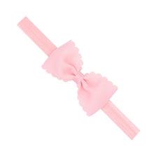 Load image into Gallery viewer, Small Grosgrain Scalloped Edge Girls Hair Bowtie on Elastic Band
