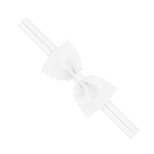 Load image into Gallery viewer, Small Grosgrain Scalloped Edge Girls Hair Bowtie on Elastic Band
