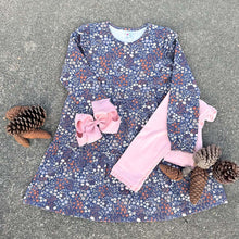 Load image into Gallery viewer, Navy Floral Tiered Tunic &amp; Blush Pink Leggings Set
