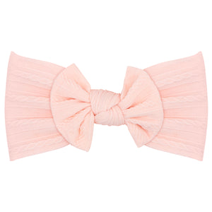 Soft Cable Knit Nylon Baby Band With Matching Bowtie