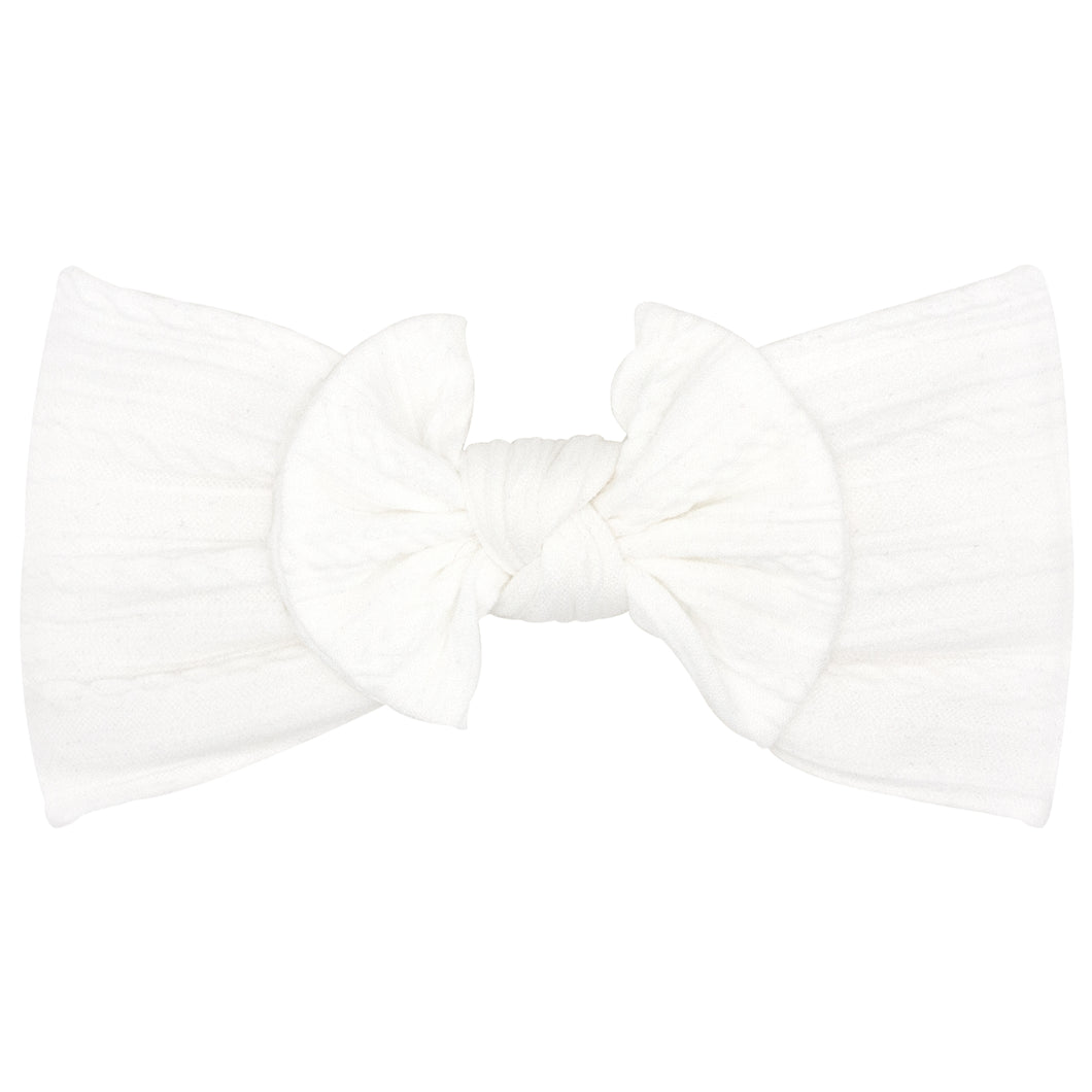 Soft Cable Knit Nylon Baby Band With Matching Bowtie