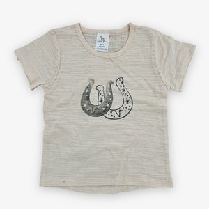 Grey T-Shirt with Double Horseshoe Print