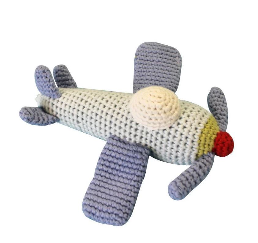 Airplane Hand Crochet Rattle