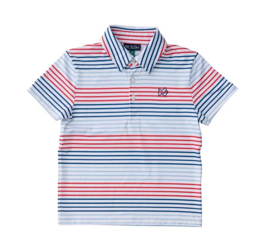 Performance Polo in Americana Stripe
