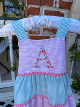 Load image into Gallery viewer, Pink &amp; Green Tiered Seersucker Dress
