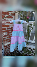 Load image into Gallery viewer, Pink &amp; Green Tiered Seersucker Dress
