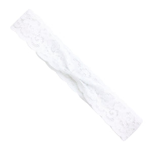 Add-a-Bow Wide Lace Baby Girls Headband - White